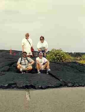 the gang on the lava flow that crossed the road