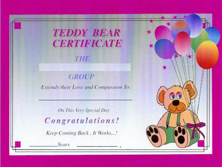 Teddy Bear Certificate 2 - Click for instructions